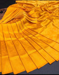 Traditional Kanjivaram Woven Silk Saree With Blouse Piece -Yellow