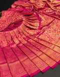 Traditional Kanjivaram Woven Silk Saree With Blouse Piece-Pink