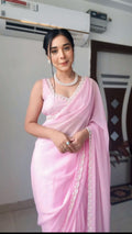 1 - Minute Ready To Wear Blushing Rose Attire Silk Printed SareeES