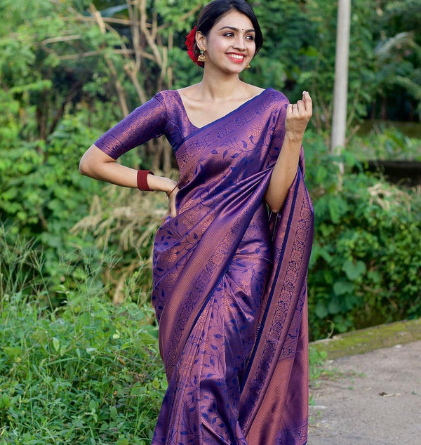 Traditional Kanjivaram Woven Silk Saree With Blouse Piece