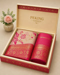 Elegant Floral Banarasi Silk Saree with Rich Zari Border & Pallu -PINK