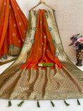 Regal  Silk Saree with Grand Zari Work -  DARK ORANGE