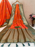 Regal  Silk Saree with Grand Zari Work -  ORANGE