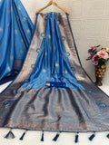 Regal  Silk Saree with Grand Zari Work -  SKY