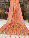 Traditional multicolor Patola-inspired pallu and border -PEACH