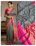 Gulmohar Premium Weave Saree - GREY