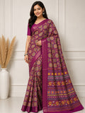 Royal Mandala Premium Silk Blend Saree with Elegant Zari Border -DARK PINK