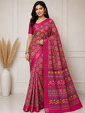 Royal Mandala Premium Silk Blend Saree with Elegant Zari Border -PINK