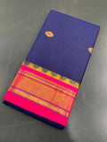 Royal Vasundhara Aura Silk Saree with Elegant Contrast Blouse - BLUE AND PINK