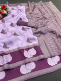 Premium Tissue Silk Kanjivaram Saree with Copper Zari - PURPLE & WINE