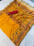 Mustard  Paithani Print Saree - YELLOW