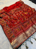 Mustard  Paithani Print Saree - RED
