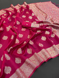 Premium Banarasi Tissue Silk Saree for Festive Elegance - PINK