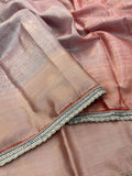 Rose Silver Banarasi Tissue Elegance