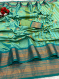 Premium Soft Banarasi Silk  Saree and Copper Zari & Rich Pallu with Contrast Blouse-PISTA