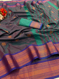 Premium Soft Banarasi Silk  Saree and Copper Zari & Rich Pallu with Contrast Blouse-WINE
