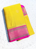 Elegant Aura Silk Saree with Rich Zari Weaving Border & Unstitched Blouse – YELLOW AND  PINK