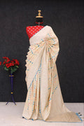 Traditional Paithani Soft Silk Saree with Elegant Pashmina Butti Weaving - OFF WHITE