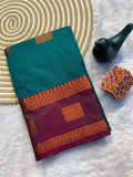 Contrast Border Traditional Silk Saree  - RAMA