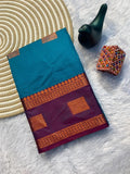 Contrast Border Traditional Silk Saree  -SKY BLUE