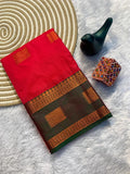Contrast Border Traditional Silk Saree  -PINK