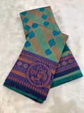 Elegant Floral Woven Saree with Intricate Heritage Border - SKY AND BLUE