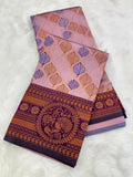 Elegant Floral Woven Saree with Intricate Heritage Border - PINK