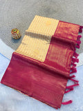 Radiant Off  White  & Rani Pink  Kanchipuram Pattu Silk Saree with Rich Zari Border