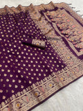 Regal Heritage Woven Saree with Intricate Floral Border and Grand Traditional Pallu -WINE
