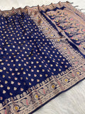 Regal Heritage Woven Saree with Intricate Floral Border and Grand Traditional Pallu -PURPLE