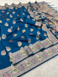 Elegant Kanjivaram Banarasi Soft Silk Saree with All Over Meena Work - SKY