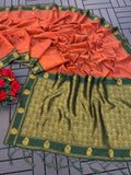 Elegant Kalyani Cotton Silk Saree with Gold Jari Weaving - ORANGE