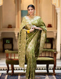 Soft Banarasi Silk Saree With Bewitching Blouse Piece - Green