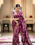 Soft Banarasi Silk Saree With Bewitching Blouse Piece - WINE