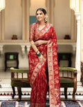 Soft Banarasi Silk Saree With Bewitching Blouse Piece - RED