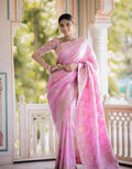 Soft Banarasi Silk Saree With Bewitching Blouse Piece - PINK