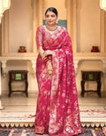 Soft Banarasi Silk Saree With Bewitching Blouse Piece - ROSE GOLD