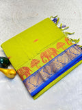 Classic Elephant Motif Designer Saree -  PARROT