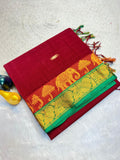 Classic Elephant Motif Designer Saree - MARRON