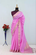 Majestic Emerald Traditional Silk Saree with Intricate Temple Zari Weaving - LIGHT PINK