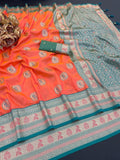 Royal Jacquard Elegance Saree with Designer Pallu - DARK ORANGE