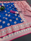 Royal Jacquard Elegance Saree with Designer Pallu -DARK BLUE