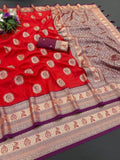 Royal Jacquard Elegance Saree with Designer Pallu - RED