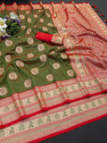 Royal Jacquard Elegance Saree with Designer Pallu - GREEN
