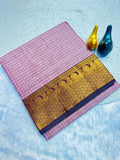 Graceful Checked Weave Saree with Traditional Woven Border - LIGHT PINK