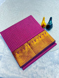 Graceful Checked Weave Saree with Traditional Woven Border - PINK