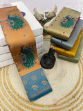 Maharani Mayura Premium Silk Saree with Regal Peacock Motifs and Heritage Woven Pallu -  DARK YELLOW