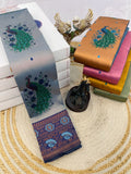 Maharani Mayura Premium Silk Saree with Regal Peacock Motifs and Heritage Woven Pallu - GREY