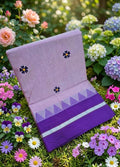Handloom Cotton Saree with Floral Butta Work -DARK  PURPLE