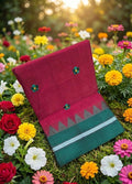 Handloom Cotton Saree with Floral Butta Work -RED